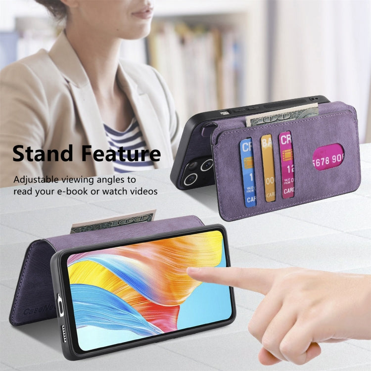 For OPPO A38 4G / A18 4G CaseNeo MagSafe RFID Anti-theft Retro Leather Phone Case(Purple)