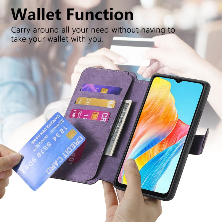 For OPPO A38 4G / A18 4G CaseNeo MagSafe RFID Anti-theft Retro Leather Phone Case(Purple)