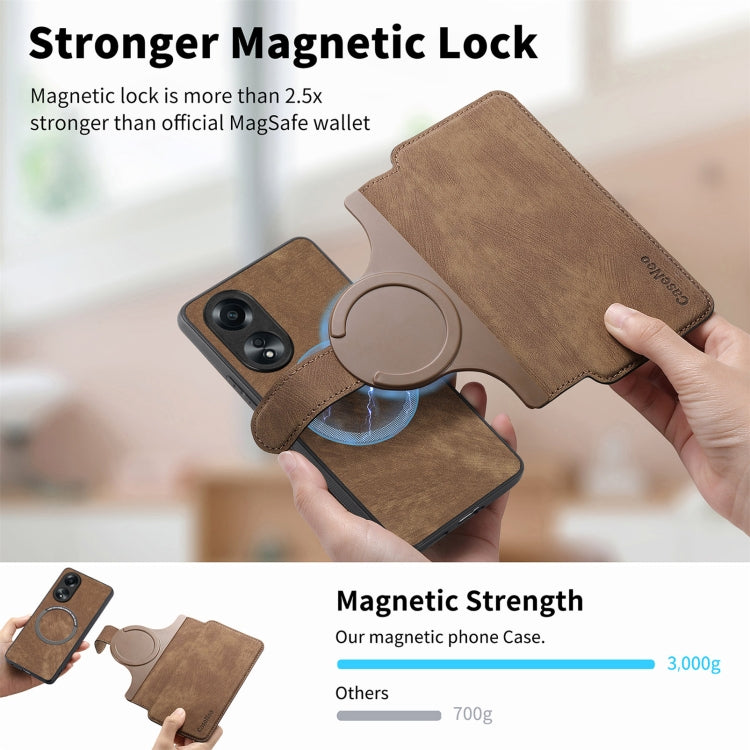 For OPPO A58 4G CaseNeo MagSafe RFID Anti-theft Retro Leather Phone Case(Brown)