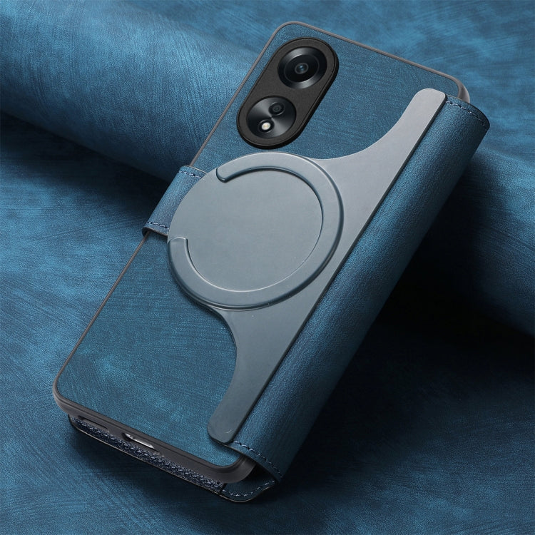 For OPPO A58 4G CaseNeo MagSafe RFID Anti-theft Retro Leather Phone Case(Blue)