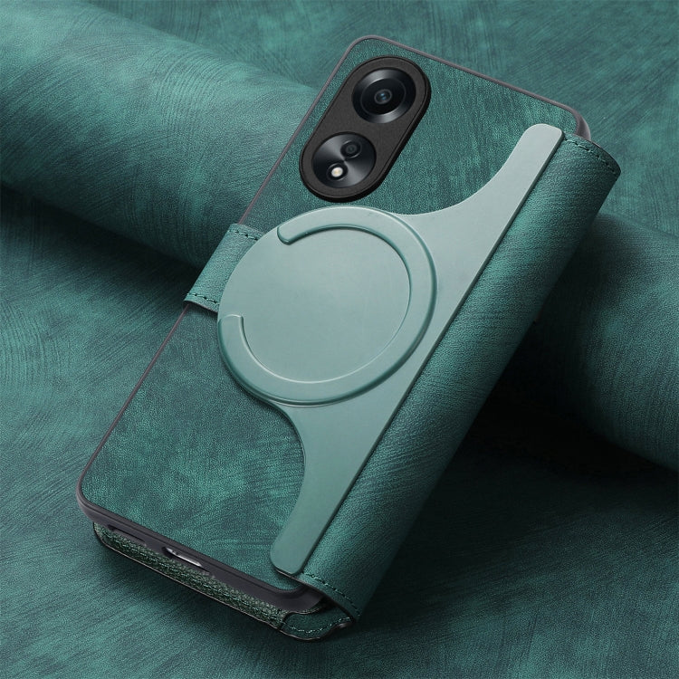 For OPPO A58 4G CaseNeo MagSafe RFID Anti-theft Retro Leather Phone Case(Green)