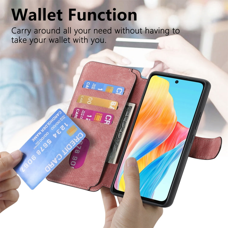 For OPPO A58 4G CaseNeo MagSafe RFID Anti-theft Retro Leather Phone Case(Pink)