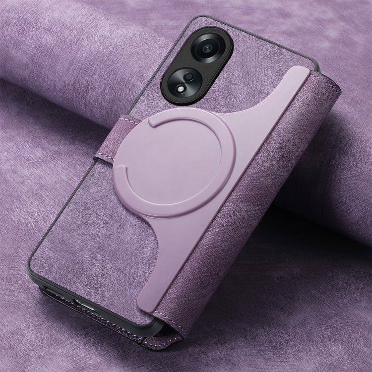 For OPPO A58 4G CaseNeo MagSafe RFID Anti-theft Retro Leather Phone Case(Purple)