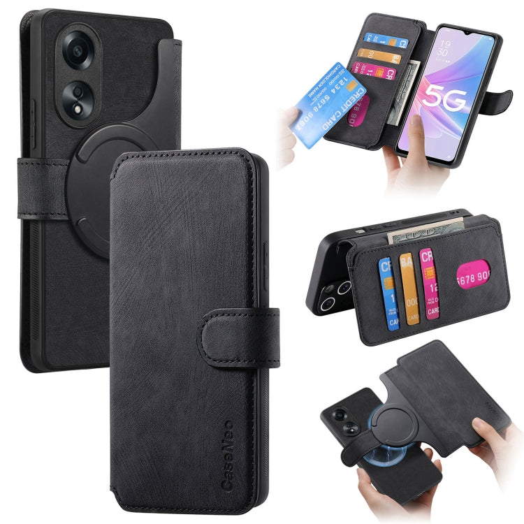 For OPPO A78 5G CaseNeo MagSafe RFID Anti-theft Retro Leather Phone Case(Black)