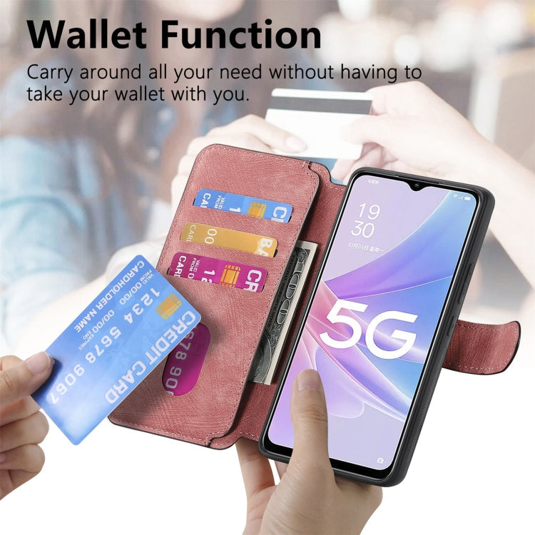 For OPPO A78 5G CaseNeo MagSafe RFID Anti-theft Retro Leather Phone Case(Pink)