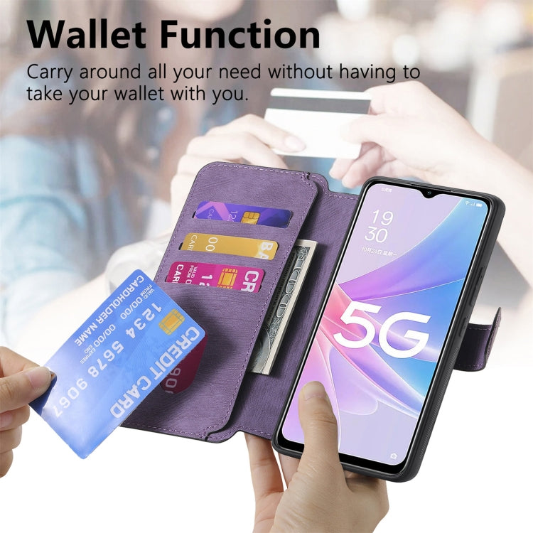 For OPPO A78 5G CaseNeo MagSafe RFID Anti-theft Retro Leather Phone Case(Purple)