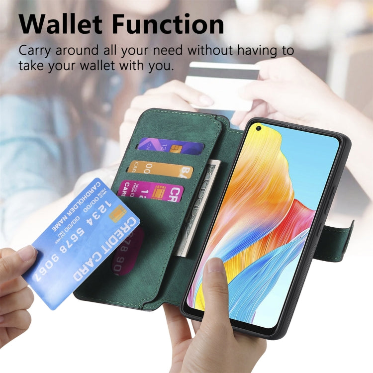 For OPPO A78 4G CaseNeo MagSafe RFID Anti-theft Retro Leather Phone Case(Green)