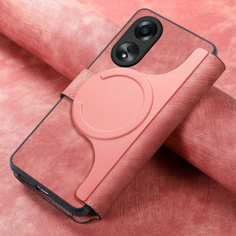 For OPPO A78 4G CaseNeo MagSafe RFID Anti-theft Retro Leather Phone Case(Pink)