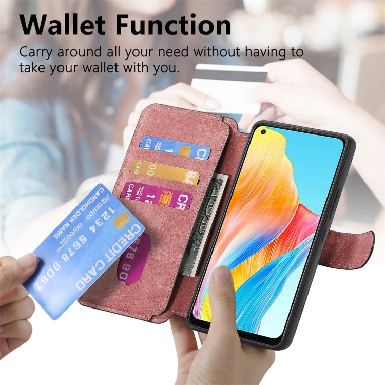 For OPPO A78 4G CaseNeo MagSafe RFID Anti-theft Retro Leather Phone Case(Pink)