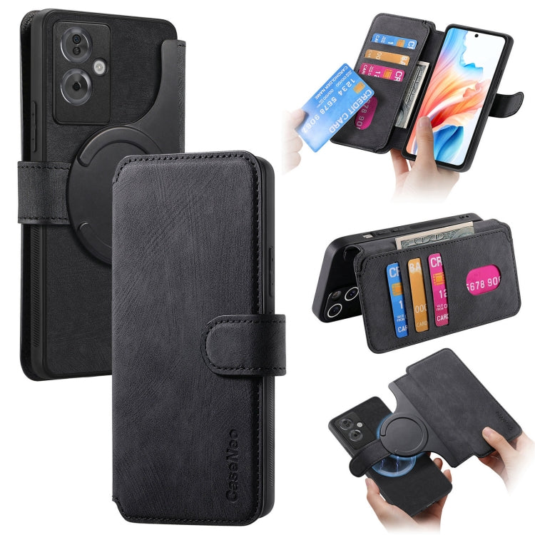 For OPPO A79 5G / A2 5G CaseNeo MagSafe RFID Anti-theft Retro Leather Phone Case(Black)