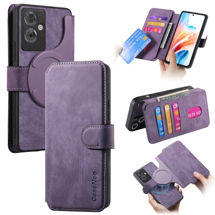For OPPO A79 5G / A2 5G CaseNeo MagSafe RFID Anti-theft Retro Leather Phone Case(Purple)