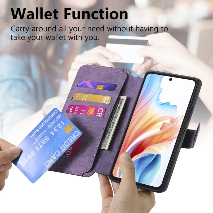 For OPPO A79 5G / A2 5G CaseNeo MagSafe RFID Anti-theft Retro Leather Phone Case(Purple)
