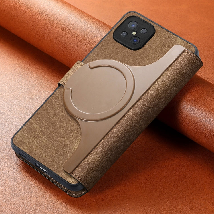 For OPPO A92s CaseNeo MagSafe RFID Anti-theft Retro Leather Phone Case(Brown)