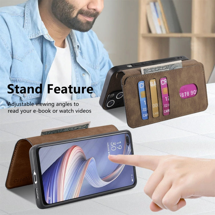 For OPPO A92s CaseNeo MagSafe RFID Anti-theft Retro Leather Phone Case(Brown)