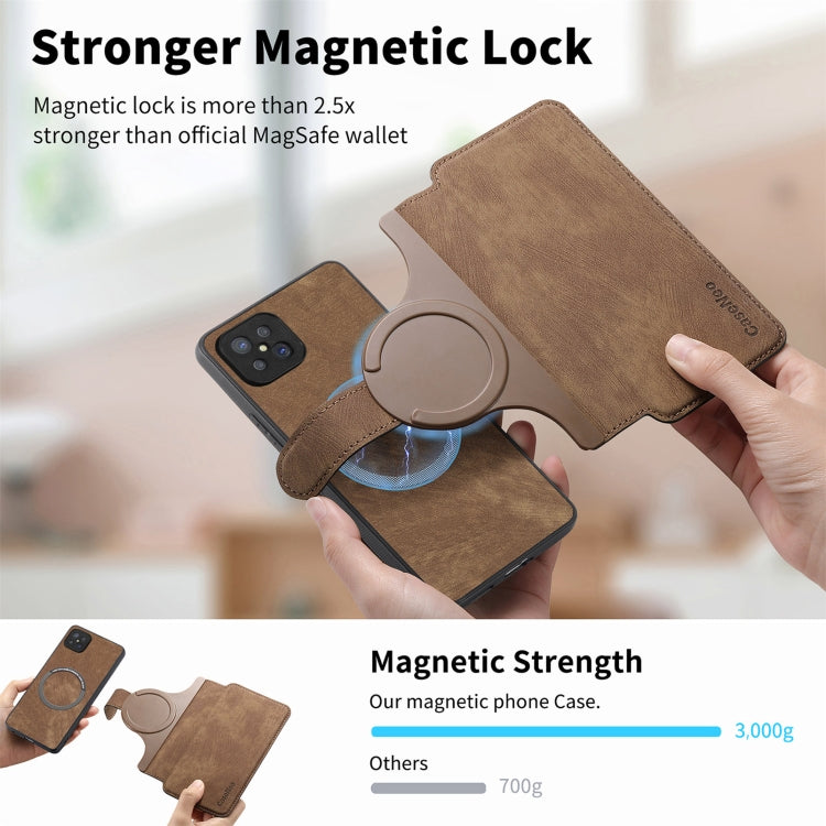 For OPPO A92s CaseNeo MagSafe RFID Anti-theft Retro Leather Phone Case(Brown)
