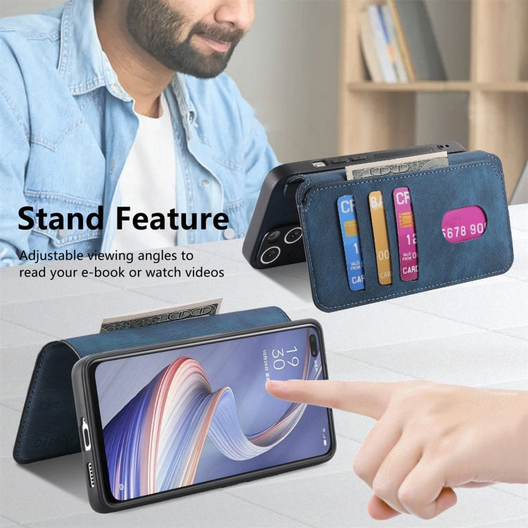 For OPPO A92s CaseNeo MagSafe RFID Anti-theft Retro Leather Phone Case(Blue)