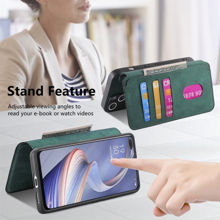 For OPPO A92s CaseNeo MagSafe RFID Anti-theft Retro Leather Phone Case(Green)