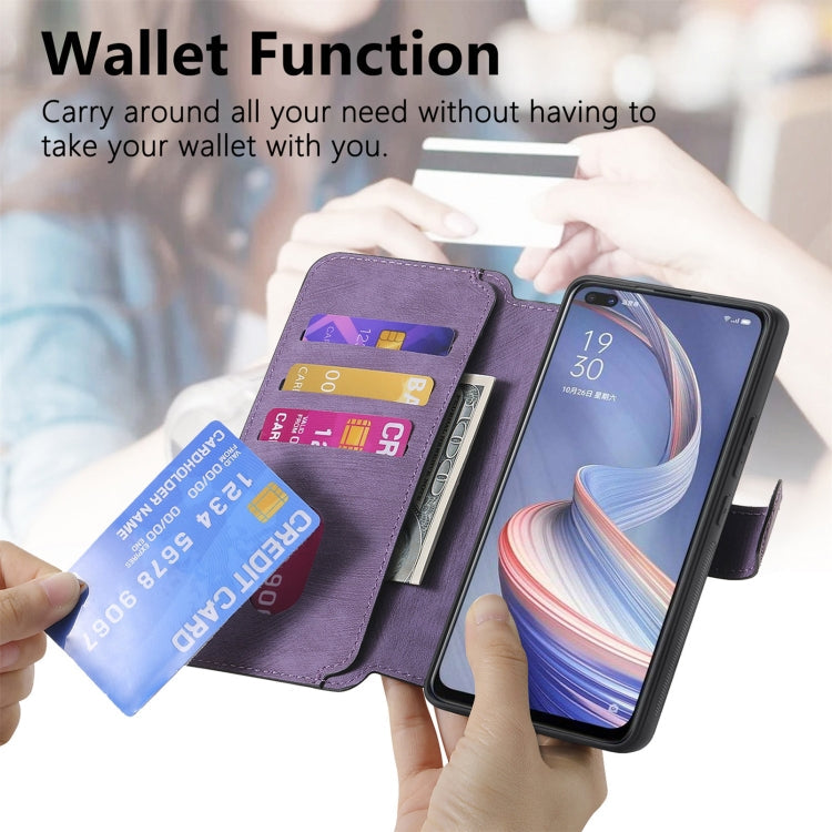 For OPPO A92s CaseNeo MagSafe RFID Anti-theft Retro Leather Phone Case(Purple)