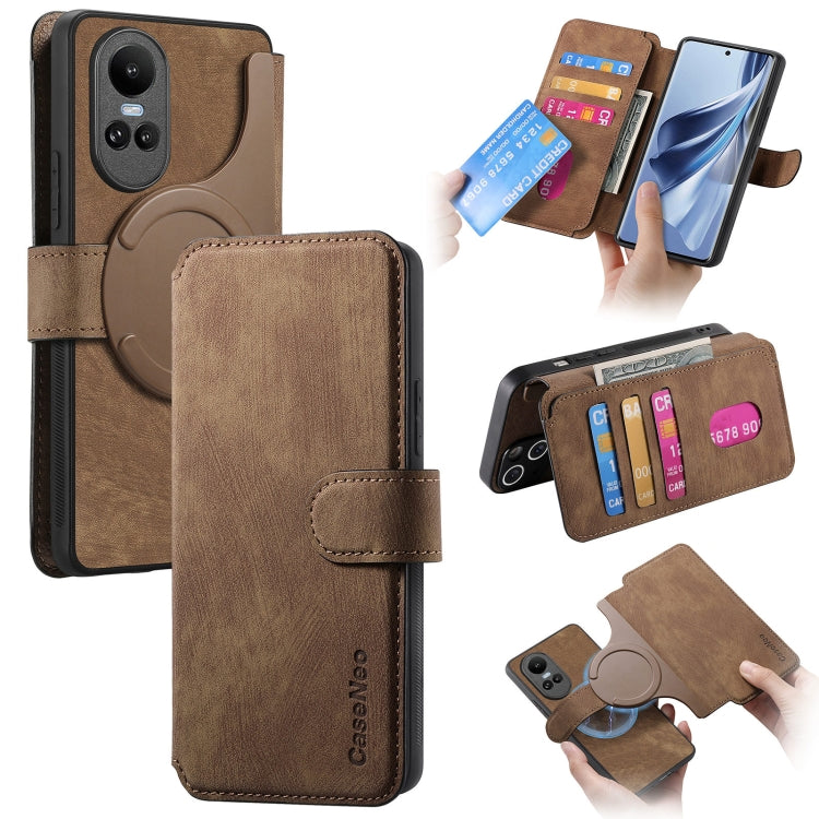 For OPPO Reno10 5G Global CaseNeo MagSafe RFID Anti-theft Retro Leather Phone Case(Brown)