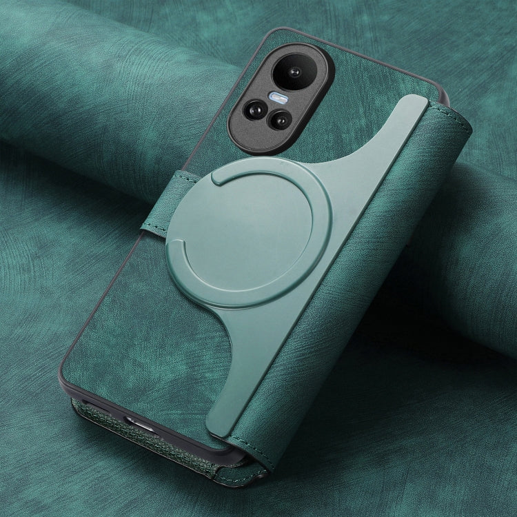 For OPPO Reno10 5G Global CaseNeo MagSafe RFID Anti-theft Retro Leather Phone Case(Green)