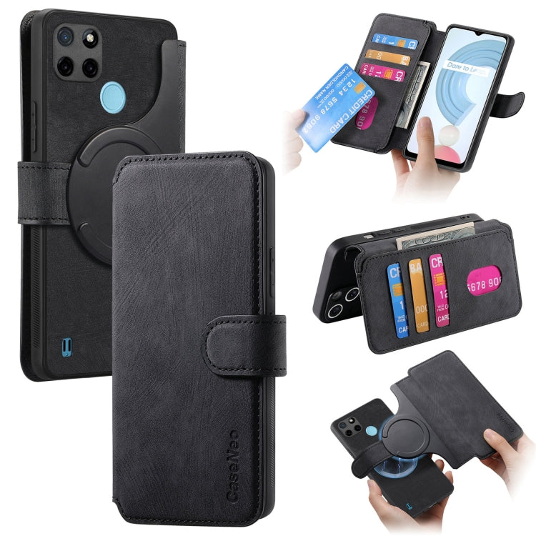 For Realme C21Y CaseNeo MagSafe RFID Anti-theft Retro Leather Phone Case(Black)