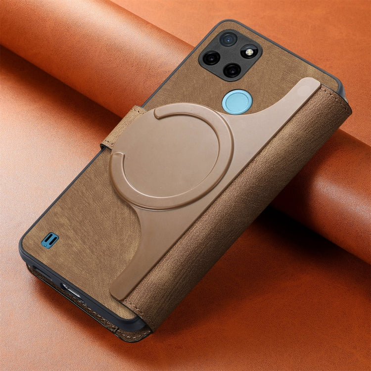For Realme C21Y CaseNeo MagSafe RFID Anti-theft Retro Leather Phone Case(Brown)