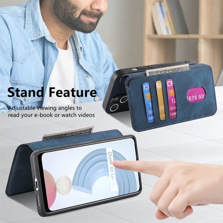 For Realme C21Y CaseNeo MagSafe RFID Anti-theft Retro Leather Phone Case(Blue)