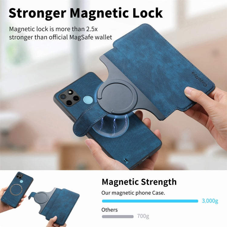 For Realme C21Y CaseNeo MagSafe RFID Anti-theft Retro Leather Phone Case(Blue)