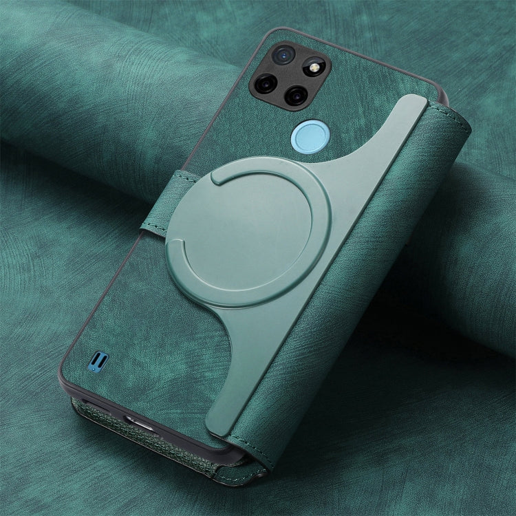 For Realme C21Y CaseNeo MagSafe RFID Anti-theft Retro Leather Phone Case(Green)