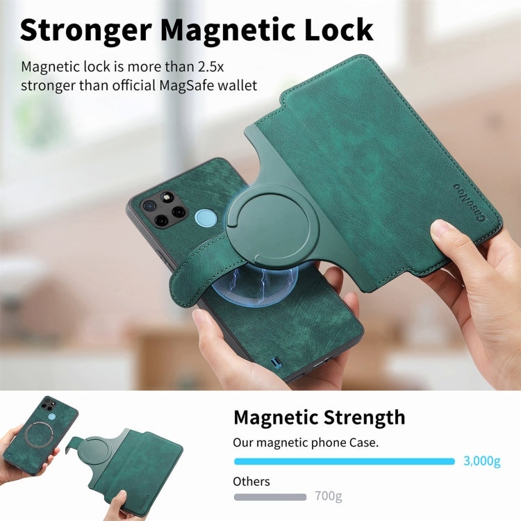 For Realme C21Y CaseNeo MagSafe RFID Anti-theft Retro Leather Phone Case(Green)