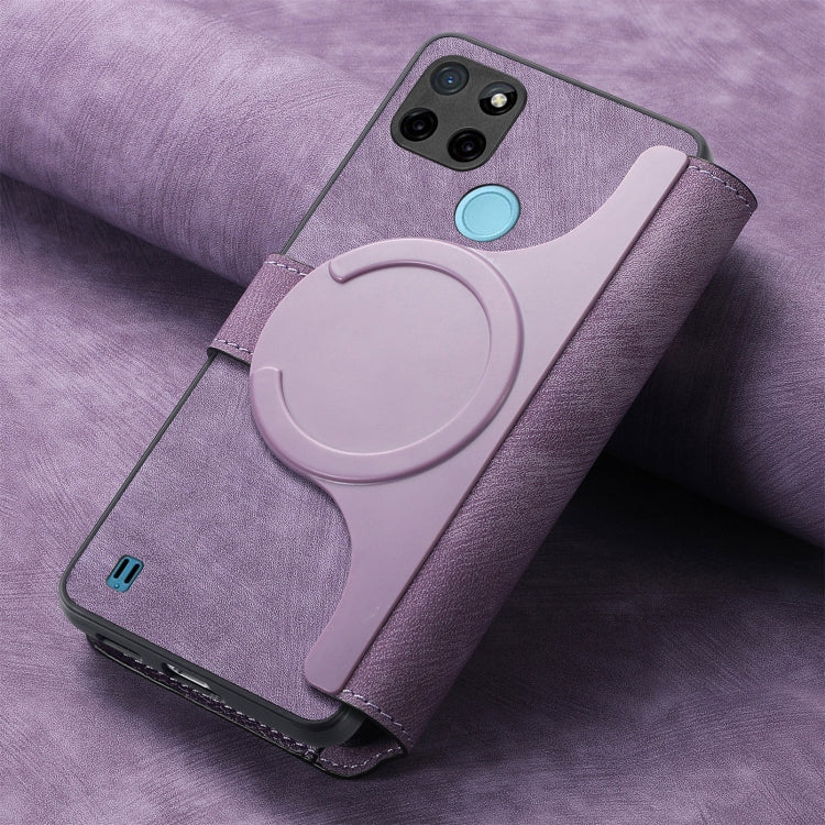 For Realme C21Y CaseNeo MagSafe RFID Anti-theft Retro Leather Phone Case(Purple)