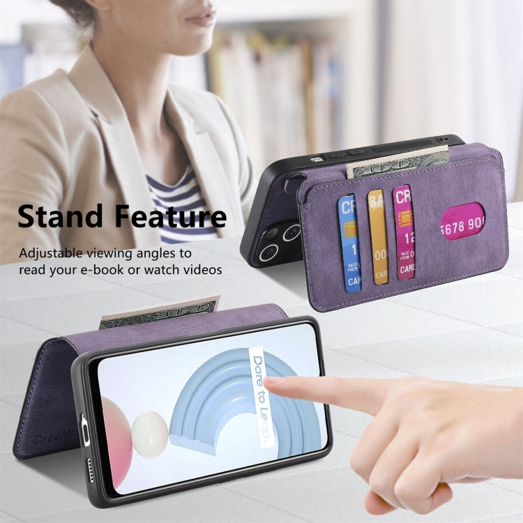 For Realme C21Y CaseNeo MagSafe RFID Anti-theft Retro Leather Phone Case(Purple)