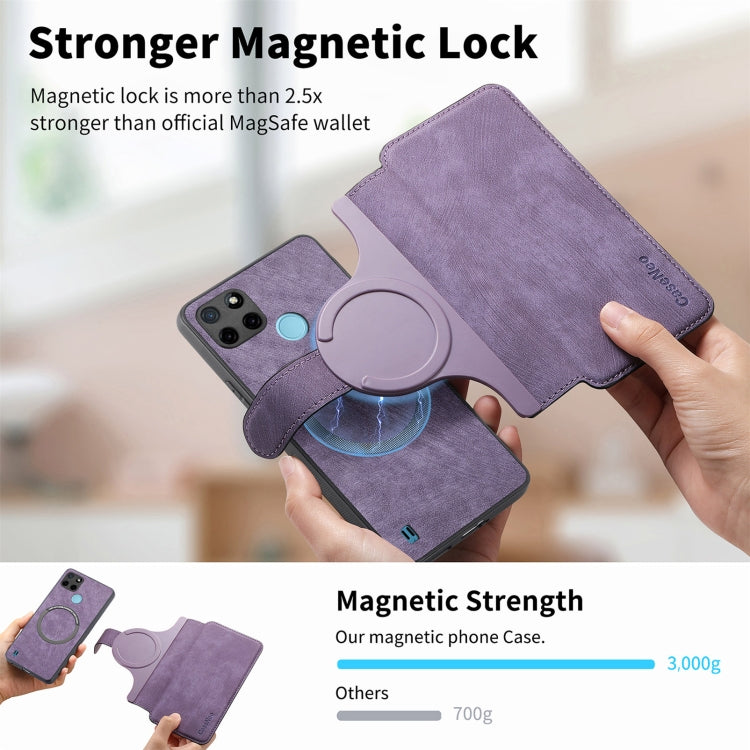 For Realme C21Y CaseNeo MagSafe RFID Anti-theft Retro Leather Phone Case(Purple)