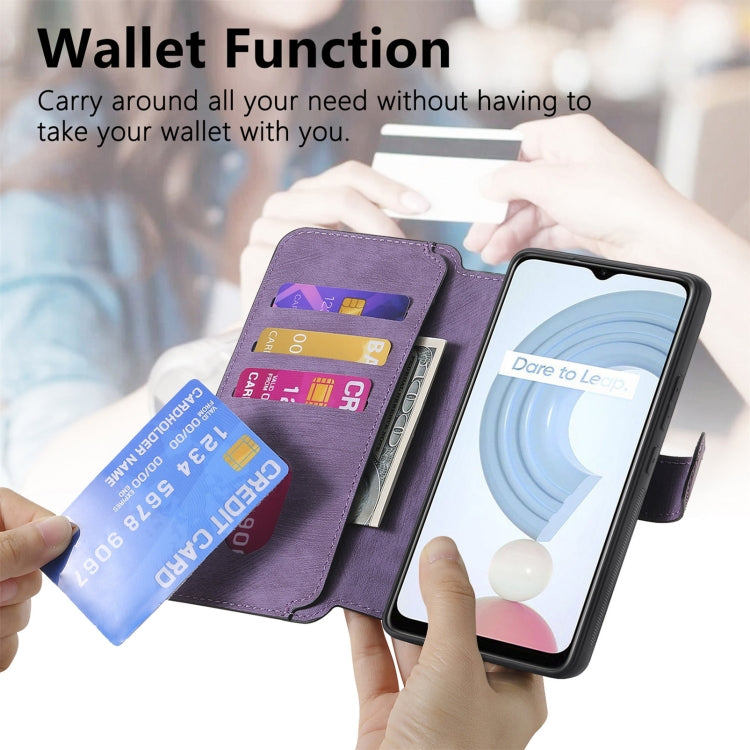 For Realme C21Y CaseNeo MagSafe RFID Anti-theft Retro Leather Phone Case(Purple)