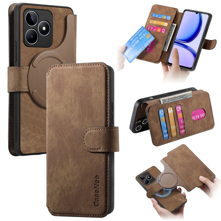 For Realme C53 CaseNeo MagSafe RFID Anti-theft Retro Leather Phone Case(Brown)