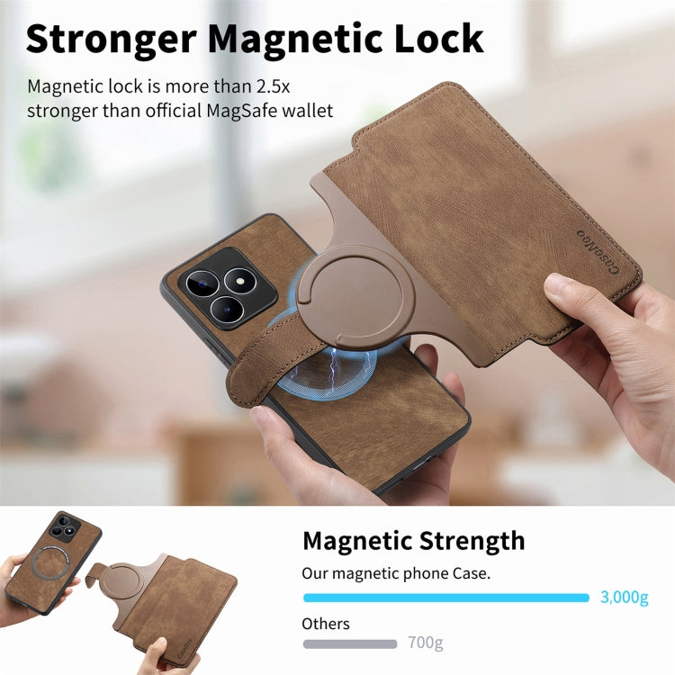 For Realme C53 CaseNeo MagSafe RFID Anti-theft Retro Leather Phone Case(Brown)