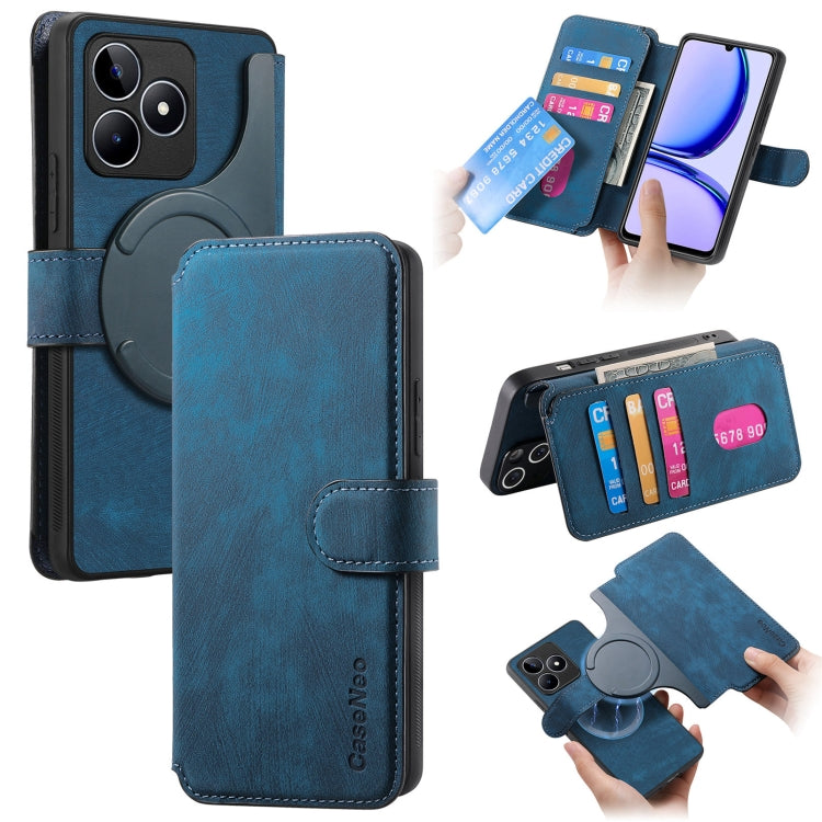 For Realme C53 CaseNeo MagSafe RFID Anti-theft Retro Leather Phone Case(Blue)