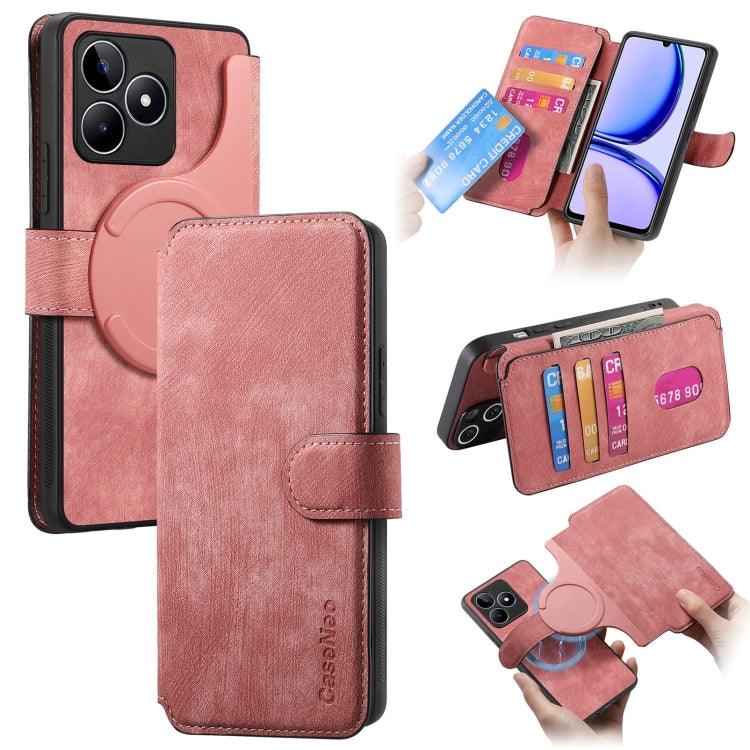 For Realme C53 CaseNeo MagSafe RFID Anti-theft Retro Leather Phone Case(Pink)