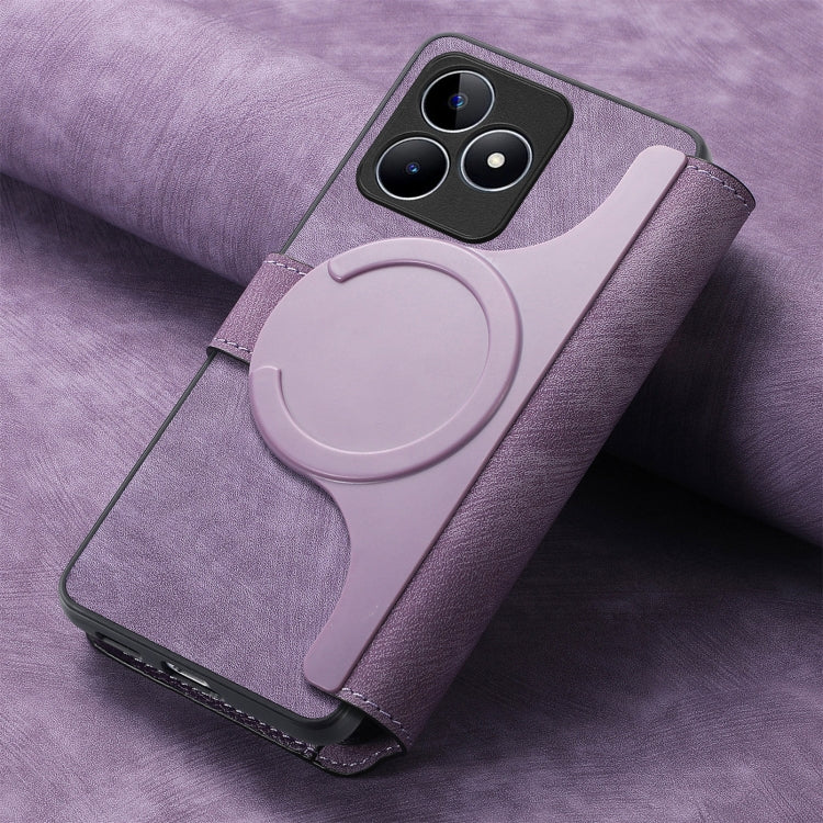 For Realme C53 CaseNeo MagSafe RFID Anti-theft Retro Leather Phone Case(Purple)