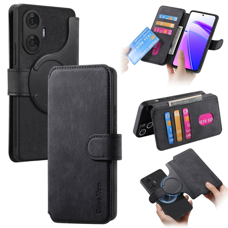 For Realme C55 CaseNeo MagSafe RFID Anti-theft Retro Leather Phone Case(Black)
