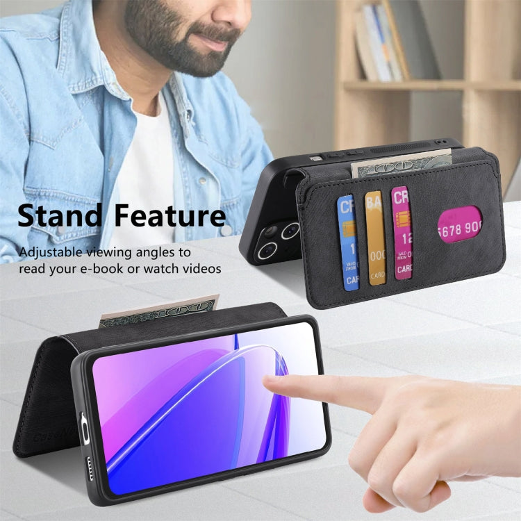 For Realme C55 CaseNeo MagSafe RFID Anti-theft Retro Leather Phone Case(Black)