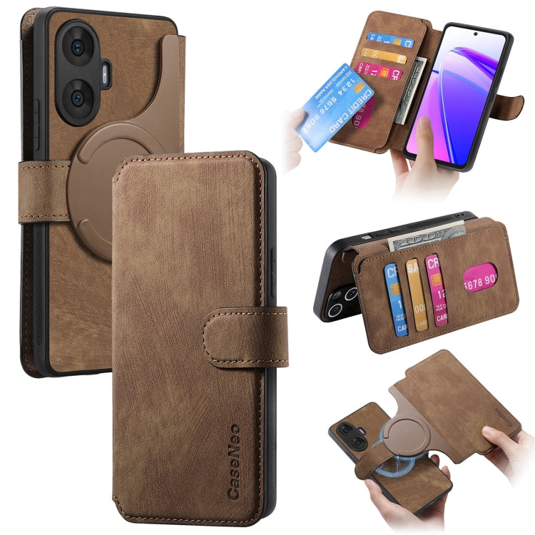 For Realme C55 CaseNeo MagSafe RFID Anti-theft Retro Leather Phone Case(Brown)