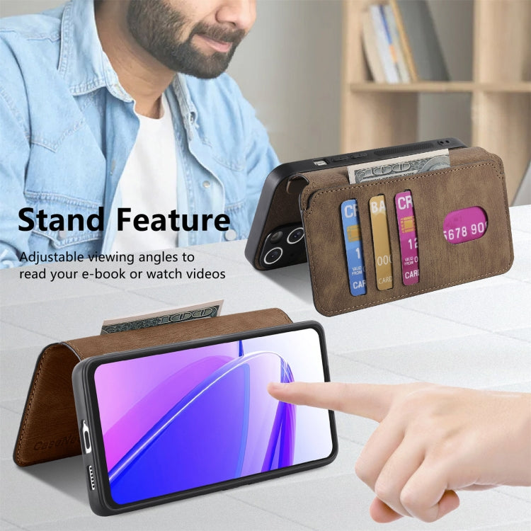 For Realme C55 CaseNeo MagSafe RFID Anti-theft Retro Leather Phone Case(Brown)