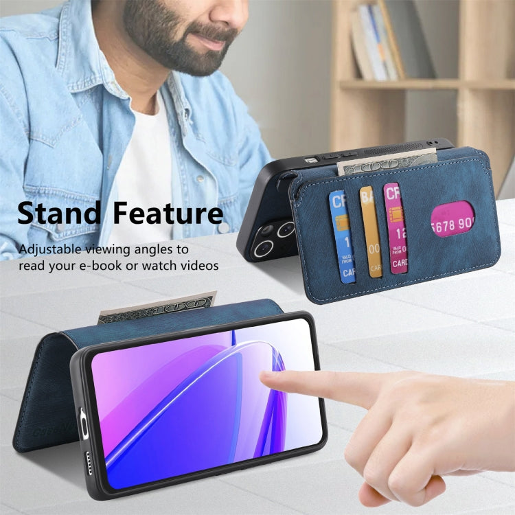 For Realme C55 CaseNeo MagSafe RFID Anti-theft Retro Leather Phone Case(Blue)