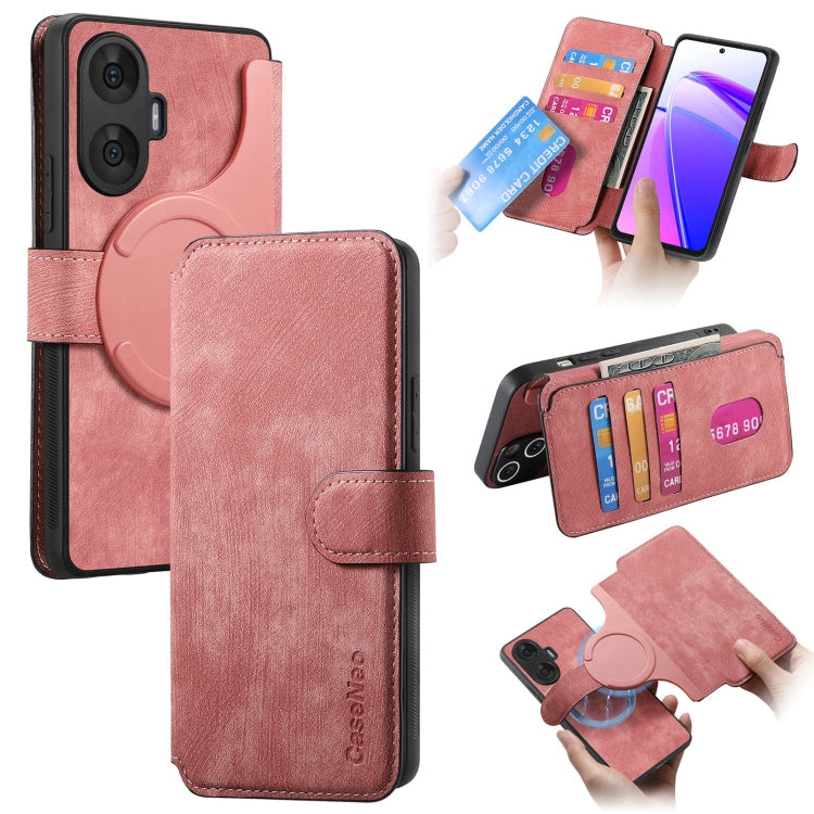 For Realme C55 CaseNeo MagSafe RFID Anti-theft Retro Leather Phone Case(Pink)