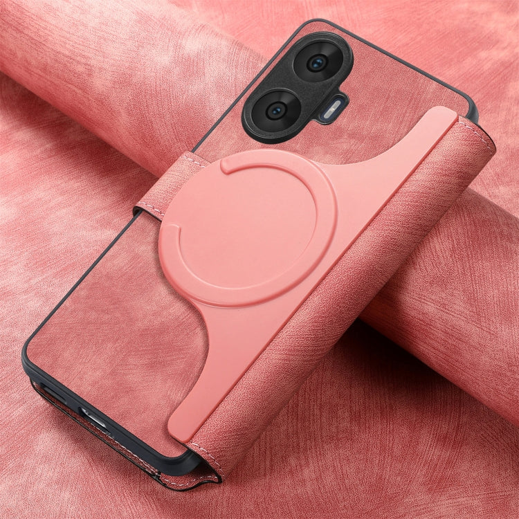 For Realme C55 CaseNeo MagSafe RFID Anti-theft Retro Leather Phone Case(Pink)