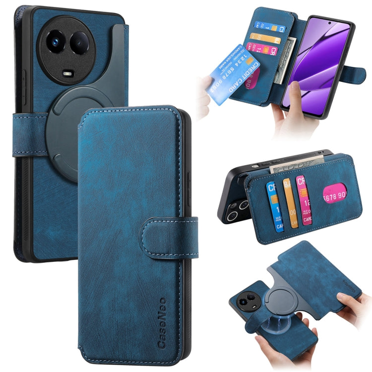 For Realme 11 5G Global / 11X CaseNeo MagSafe RFID Anti-theft Retro Leather Phone Case(Blue)