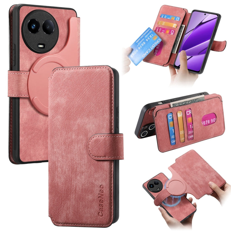 For Realme 11 5G Global / 11X CaseNeo MagSafe RFID Anti-theft Retro Leather Phone Case(Pink)