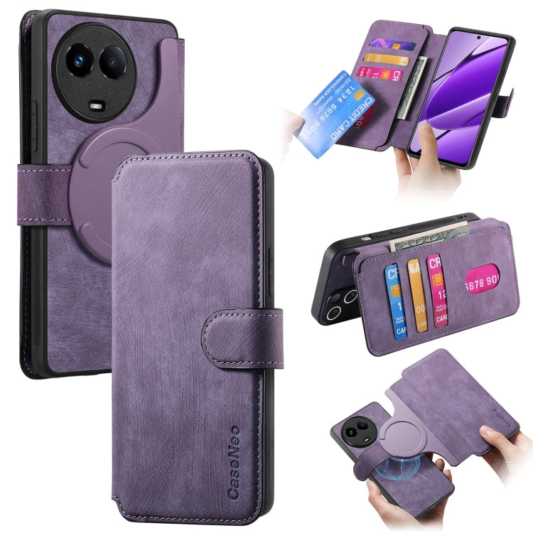 For Realme 11 5G Global / 11X CaseNeo MagSafe RFID Anti-theft Retro Leather Phone Case(Purple)