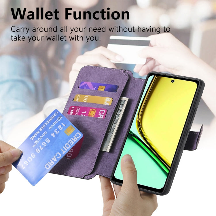 For Realme C67 4G CaseNeo MagSafe RFID Anti-theft Retro Leather Phone Case(Purple)